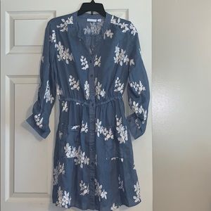 denim dress with attached slip